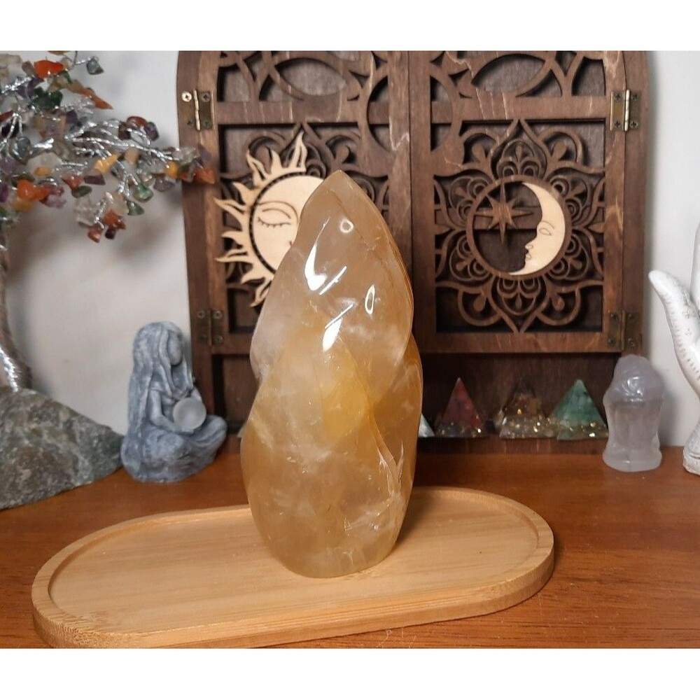 1.63lb Golden Healer Quartz Crystal Flame Free-form